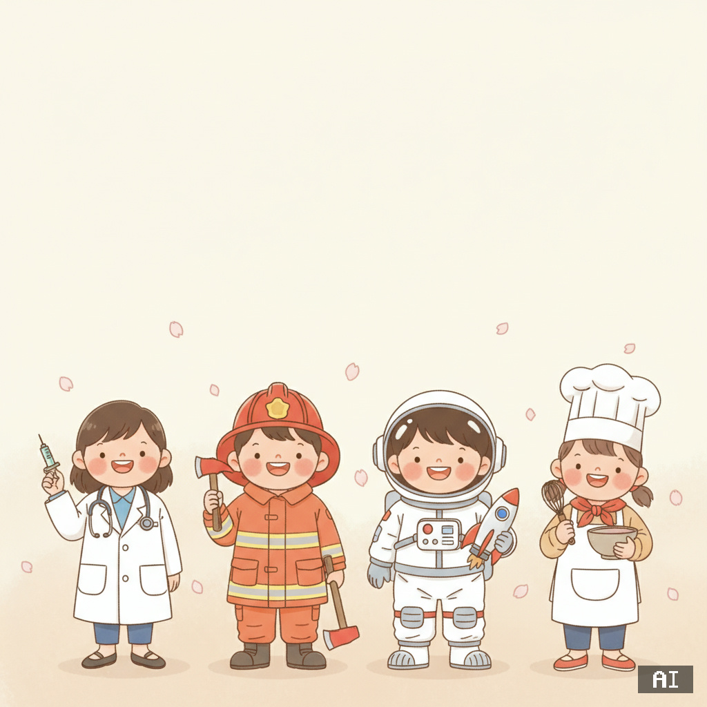 의사·소방관·우주비행사·요리사 — 꿈 캐릭터로 그려진 어린이들