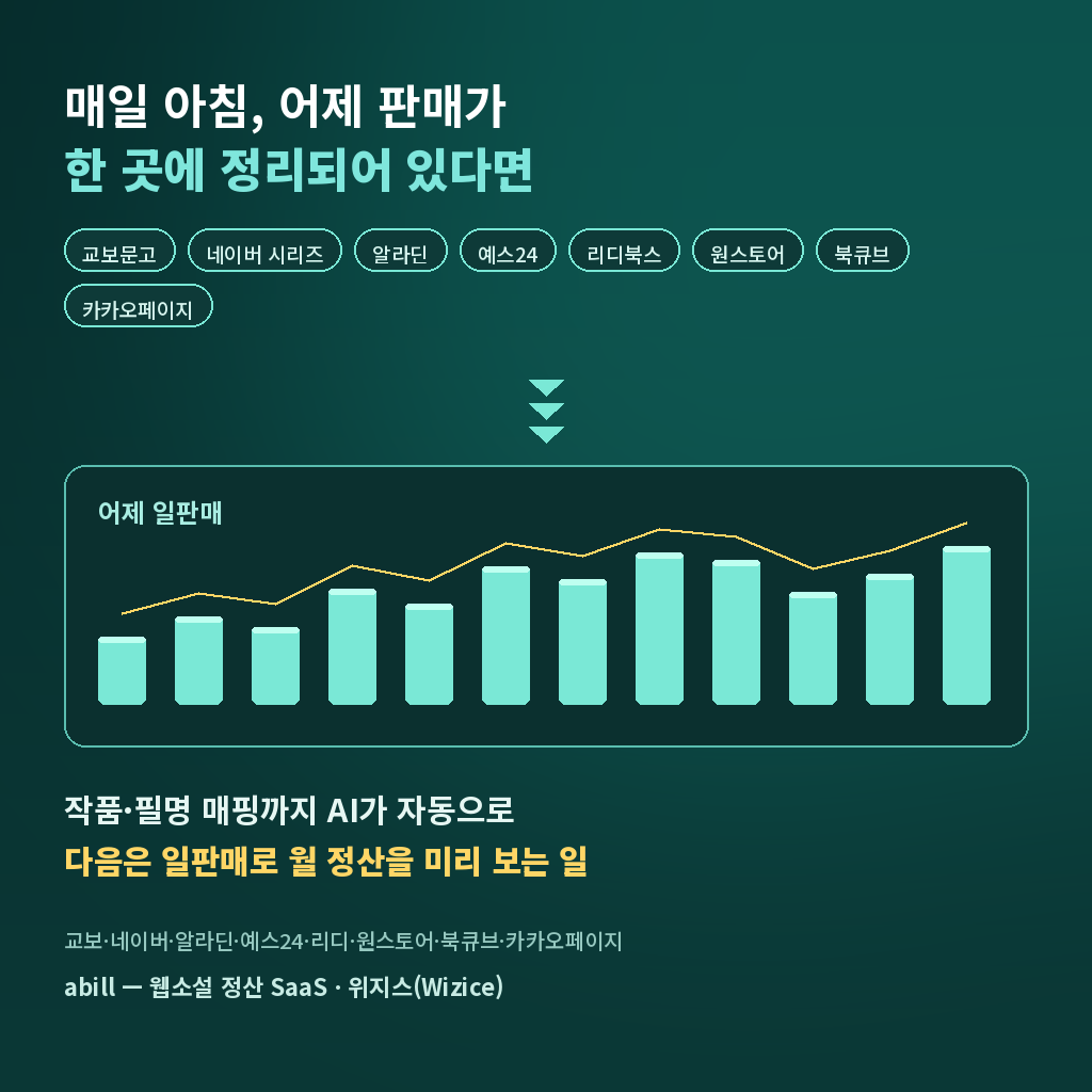 엑셀 다섯 개로 시작하던 아침 — 웹소설 일판매를 자동 수집하는 SaaS, abill