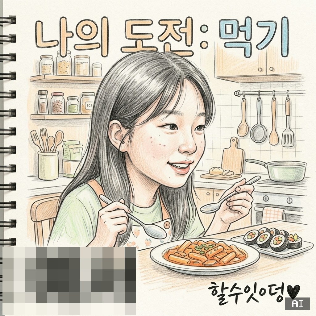 옥포중 AI 캐리커처 — 맛있게 먹기