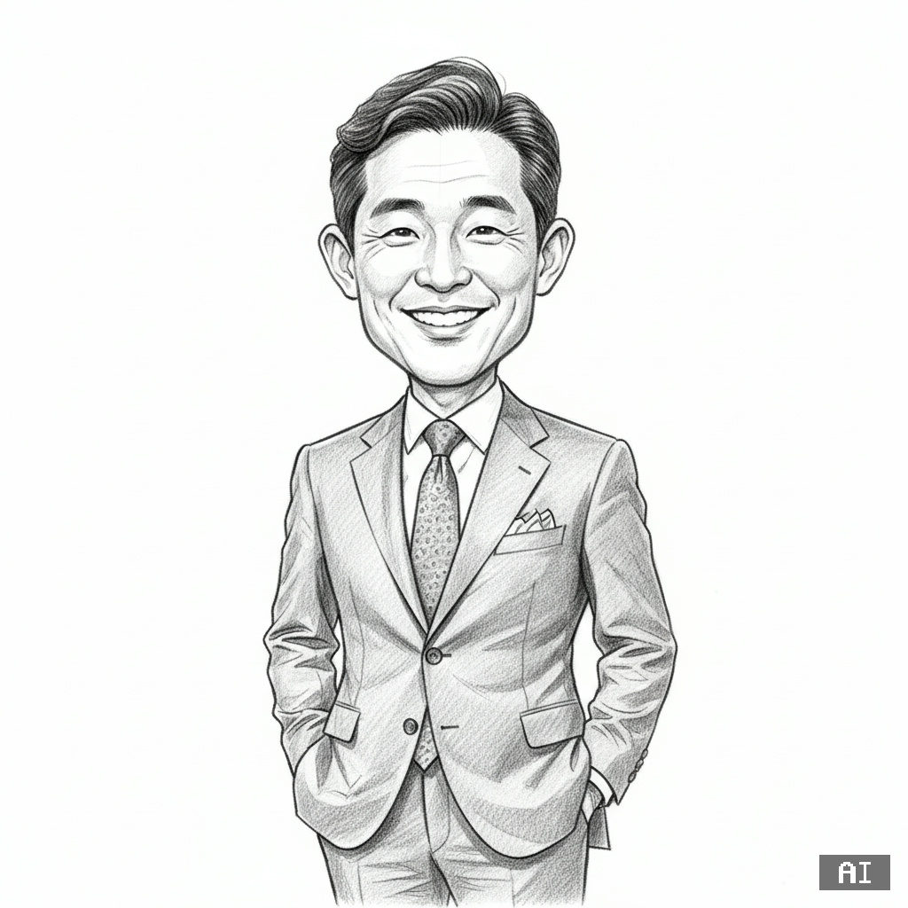 흑백 캐리커처 샘플 — 연필 스케치풍 비즈니스 초상화